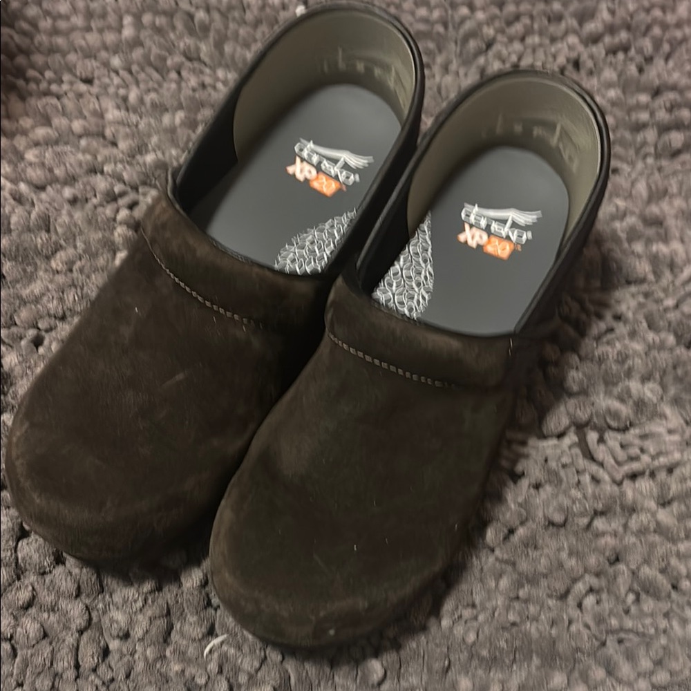 Dansko Black Suede Clog Mules